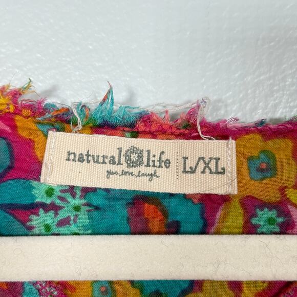 Natural Life L/XL Boho Floral Cotton Tunic Dress Cover Up Lightweight India - Picture 8 of 8